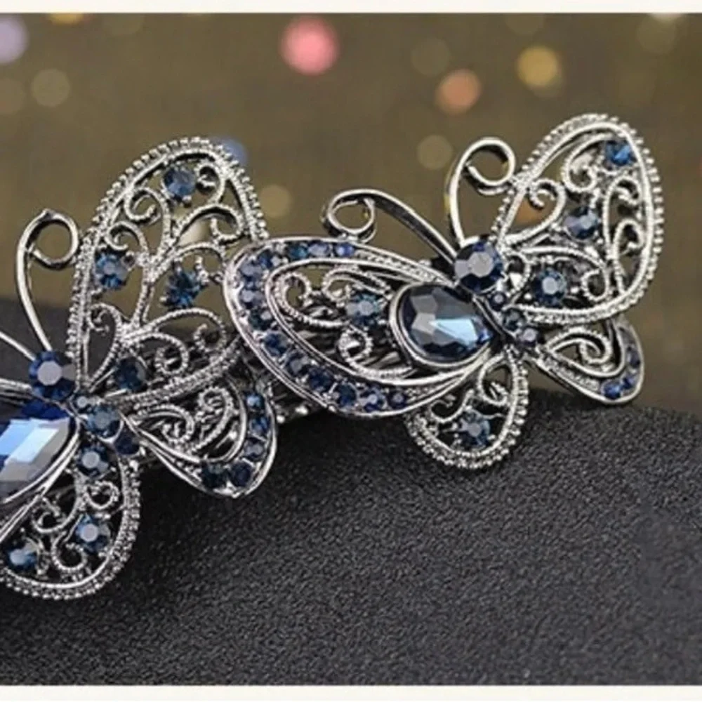 Single Retro Hair Accessories Barrettes For Women - Crystal Butterfly